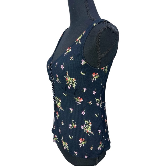 Vintage 90's Betsey Johnson Floral 1/2 button Down Tank Size 10 - Picture 7 of 10